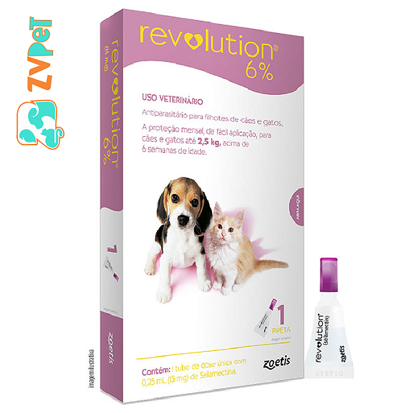 Revolution Zoetis 6% 0.25ml Para Filhotes De Caes E Gatos De Ate 2,5kg