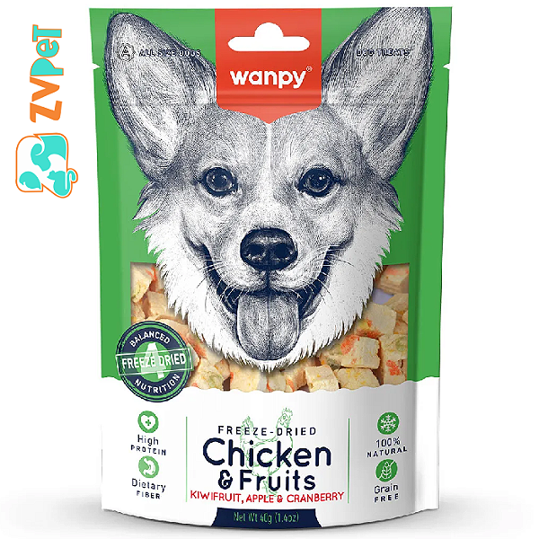 Wanpy Petisco Freeze Dried Frango E Frutas 40g Para Caes - Wanpy