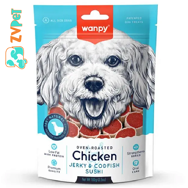 Petisco Sushi De Frango E Bacalhau 100g Para Caes - Wanpy