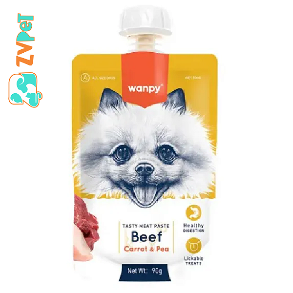 Petisco Cremoso Creamy Sache Carne Cenoura Ervil Para Caes 90g Wanpy