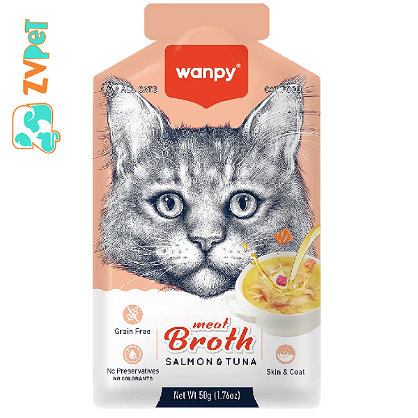 Caldo De Salmao E Atum Para Gatos 50g - Wanpy