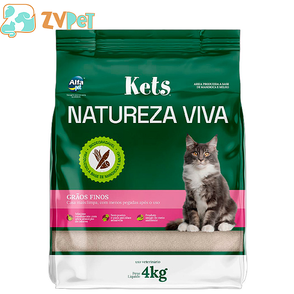 Areia De Mandioca Graos Finos Para Gatos 4kg - Natureza Viva