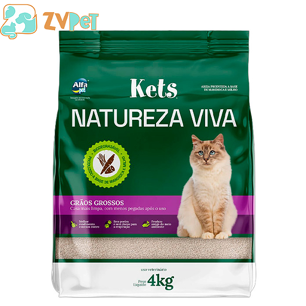 Areia De Mandioca Graos Grossos Para Gatos 4kg - Natureza Viva