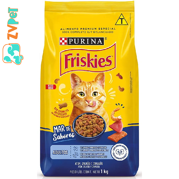 Racao Friskies Mar De Sabores Para Gatos Adultos Sabor Atum, Salmao E Camarao 1kg