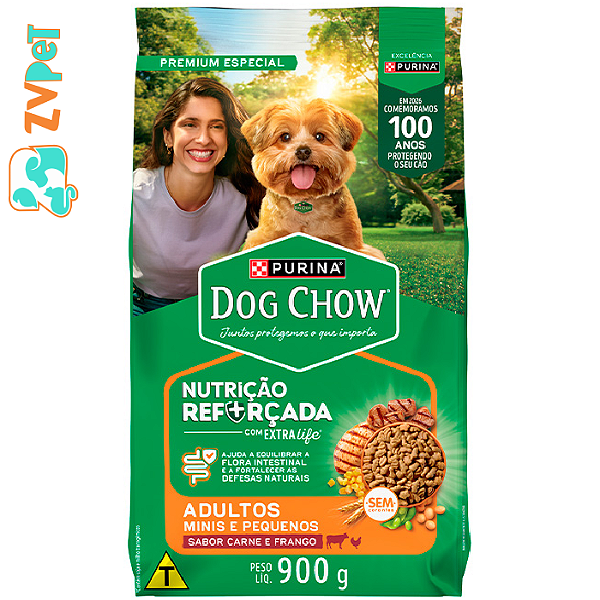 Racao Dog Chow Nutricao Reforcada Para Caes Adultos De Porte Mini E Pequeno Sabor Carne E Frango 900g