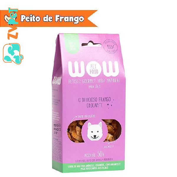 Petisco Gourmet Natural Frango Crocante Para Caes 50g - Wow Pet