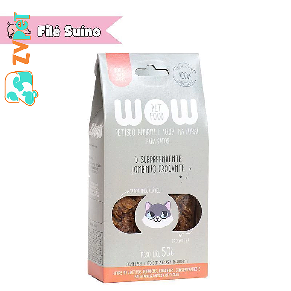 Petisco Gourmet Natural Lombinho Crocante Para Gatos 50g - Wow Pet