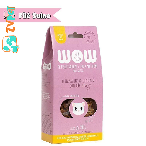 Petisco Gourmet Natural Lombinho Com Curcuma Para Gatos 50g - Wow Pet