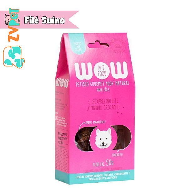Petisco Gourmet Natural Lombinho Crocante Para Caes 50g - Wow Pet