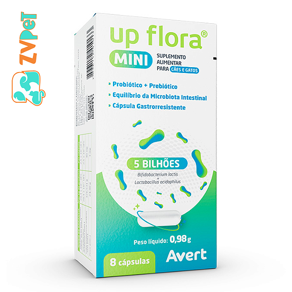 Suplemento Up Flora Mini Para Caes E Gatos Com 8 Capsulas