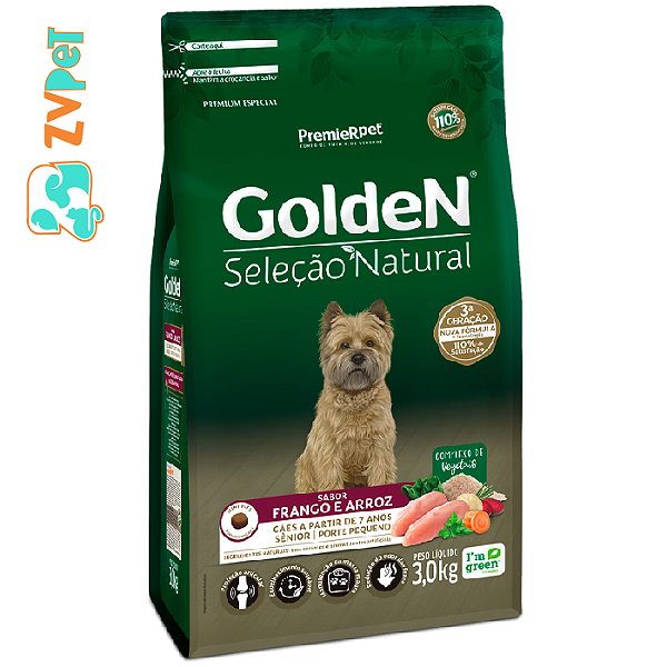 Racao Golden Selecao Natural Para Caes Senior De Porte Pequeno Sabor Frango E Arroz 3kg