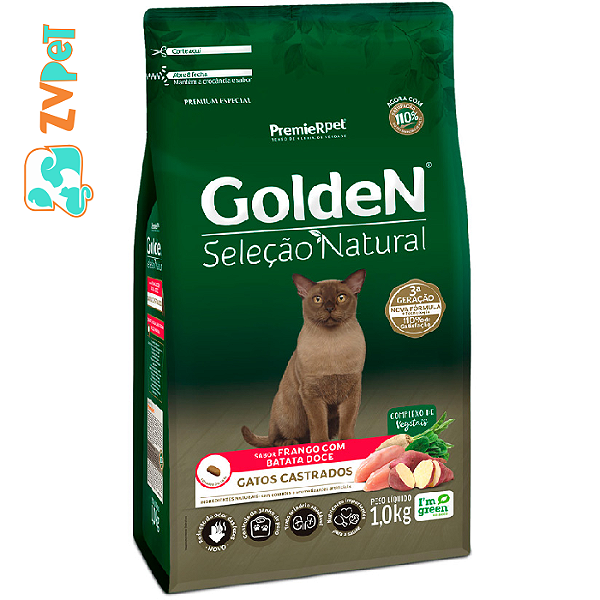 Racao Golden Selecao Natural Para Gatos Castrados Sabor Frango Com Batata Doce 3 Kg