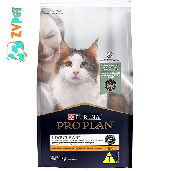 Racao Pro Plan Reducao Alergenos Live Clear Para Gatos Adultos 1kg