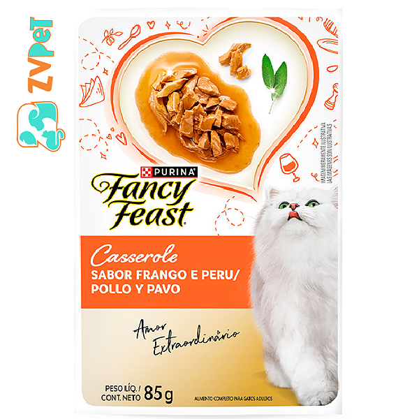 Racao Umida Fancy Feast Casserole Para Gatos Sabor Frango E Peru 85g