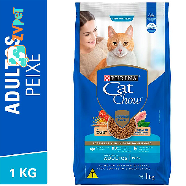 Racao Cat Chow Para Gatos Adultos Sabor Peixe 1kg