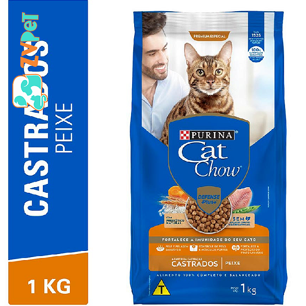 Racao Cat Chow Para Gatos Castrados Sabor Peixe 1kg