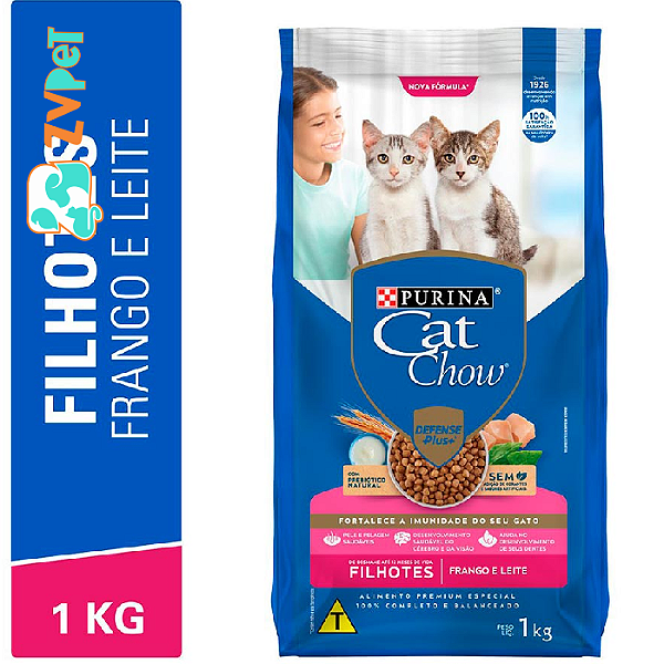 Racao Cat Chow Para Gatos Filhotes Sabor Frango E Leite 1kg