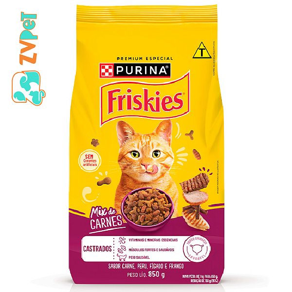 Racao Friskies Mix De Carne Para Gatos Adultos Castrados Sabor Carne, Peru, Figado E Frango 850g