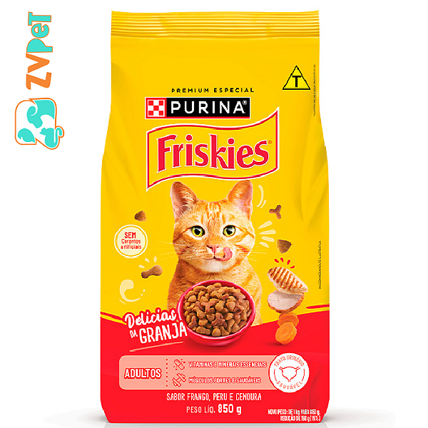 Racao Friskies Delicias Da Granja Para Gatos Adultos Sabor Frango, Peru E Cenou 850g