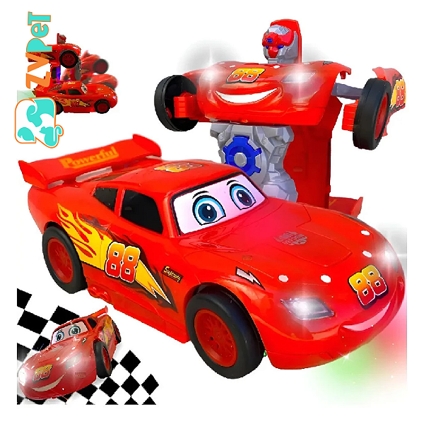 Carrinho Relampago Mcqueen Vira Robo Transformers Com Luz E Som Brinquedo Para CrianÇas Infantil