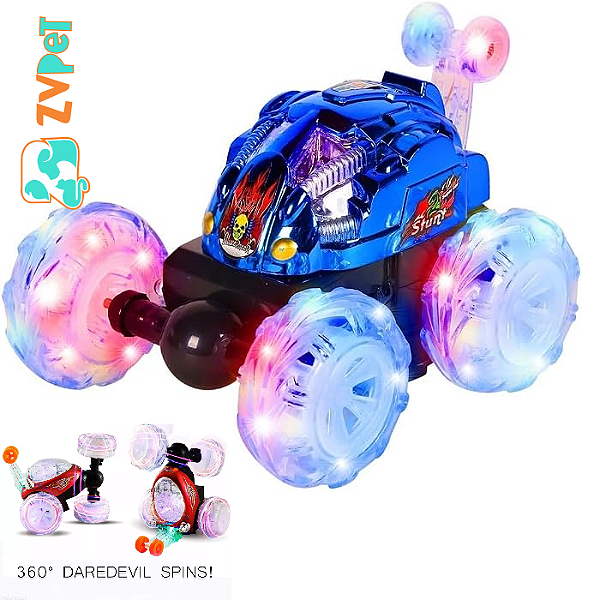 Carrinho Maluco Controle Remoto Dasher 360° – Luzes, MÚsica E Acrobacias Infantis