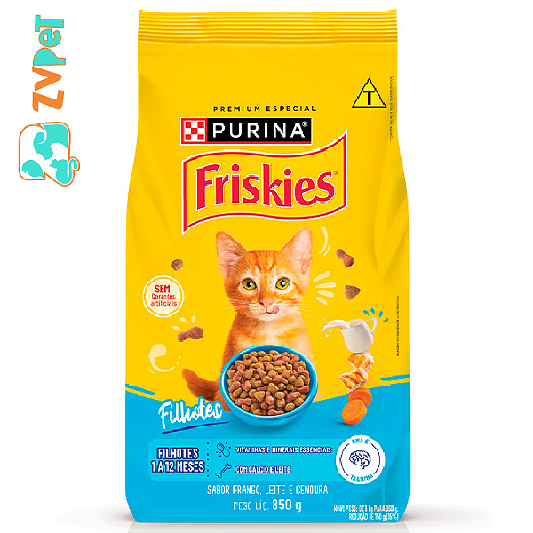Racao Friskies Para Gatos Filhotes Sabor Frango, Leite E Cenoura 850g