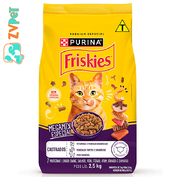 Racao Friskies Megamix Para Gatos Adultos Castrados 850g