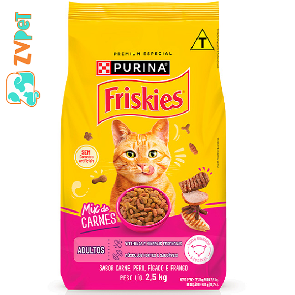 Racao Friskies Mix De Carne Para Gatos Adultos Sabor Carne, Peru, FÍgado E Frango 850g