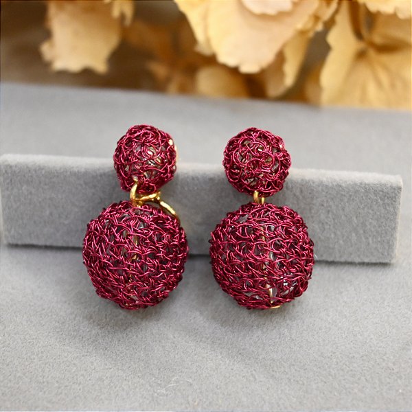 Brinco Esfera duo marsala