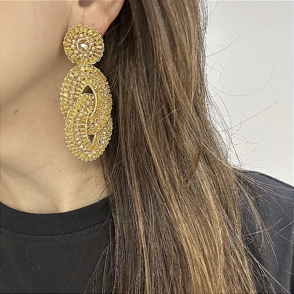 Brinco Maya Âmbar Dourado