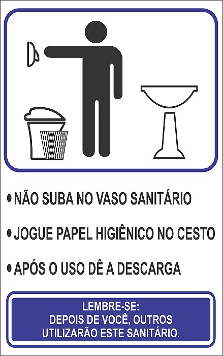 Placa WC Masculino com instruções