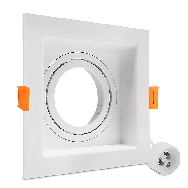 Spot Embutir Quadrado MR16 Recuado Ajustável GU10 Bivolt Branco