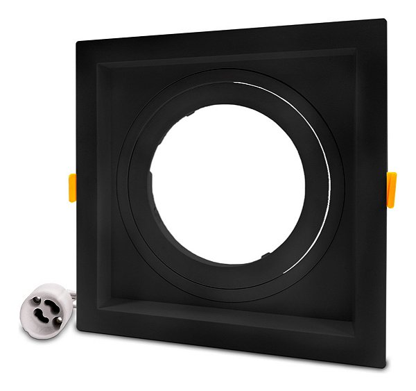 Spot Embutir Quadrado AR111 Recuado Ajustável GU10 Bivolt Preto