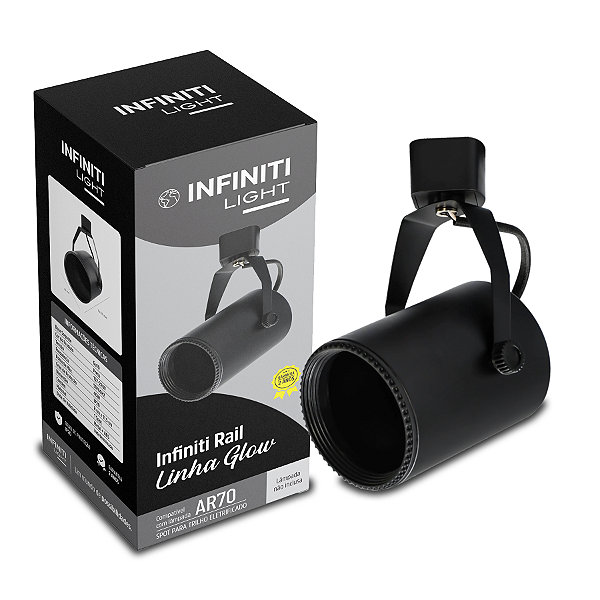 Infiniti Light Spot Direcionável Glow AR70 P/ Trilho Eletrificado Preto