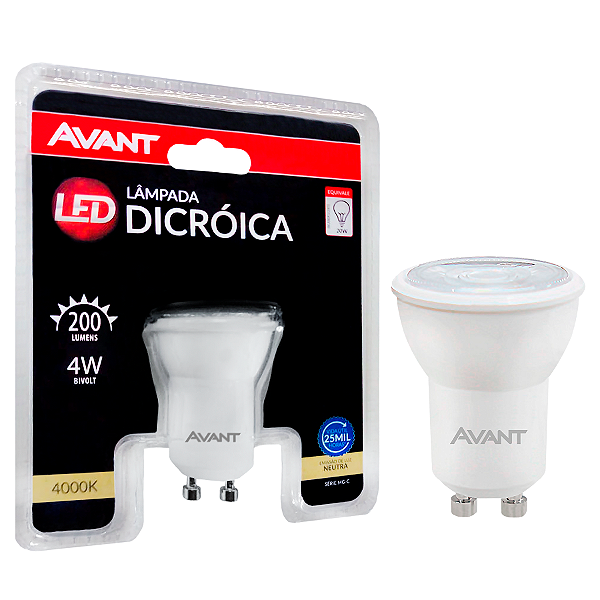 Avant Lâmpada LED Mini Dicróica MR11 GU10 Bivolt 4W 4000K