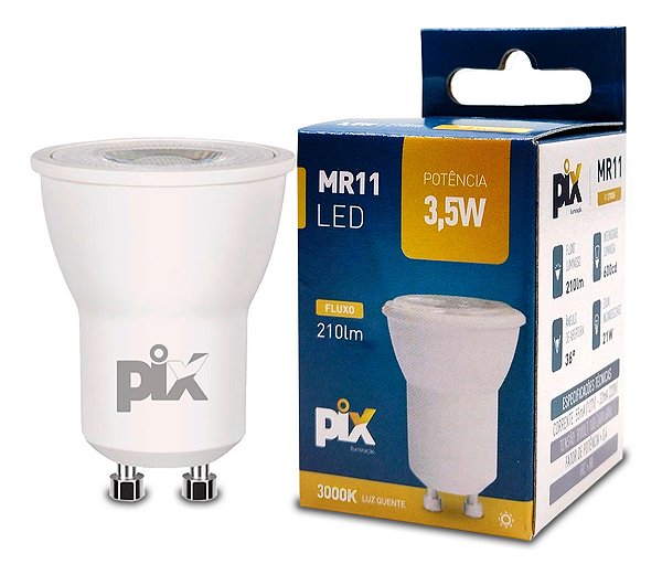 Pix Lâmpada Led Mini Dicroica Mr11 3,5w 3000k Bivolt