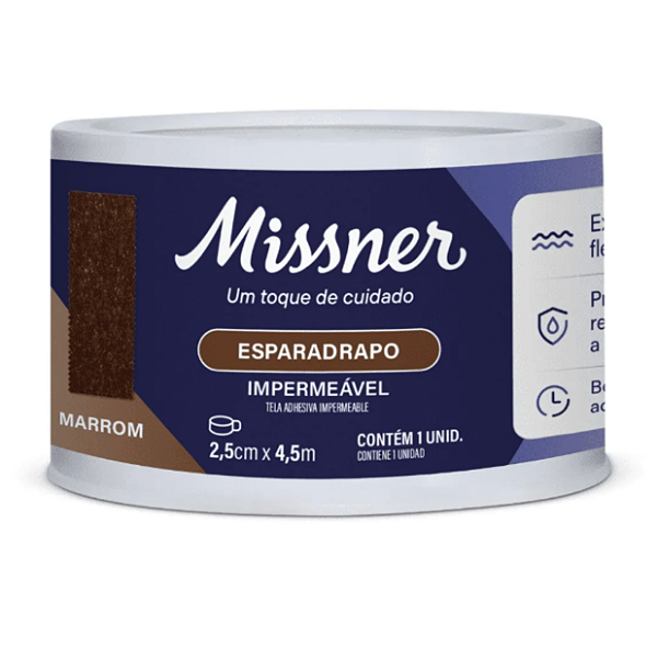 ESPARADRAPO IMPERMEÁVEL PELE NEGRA E MORENA  2,5CMx 4,5M - MISSNER