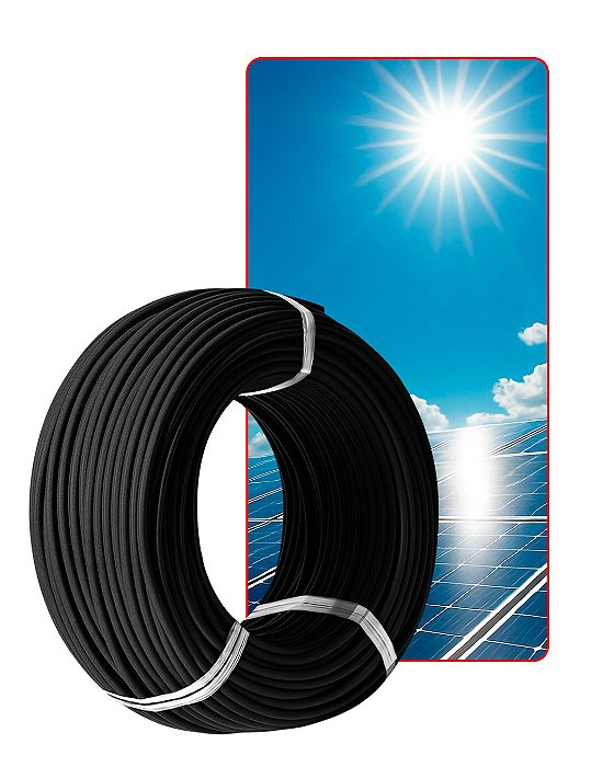 Cabo fotovoltaico 6mm energia Solar 40 metros preto