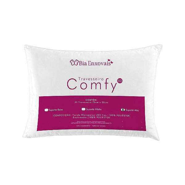 Travesseiro Suporte Alto 70cmx50cm 01 Pç 200 fios Comfy