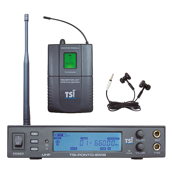 Sistema de Monitoração Sem Fio TSI PONTO-IEM-8 com 70 Canais UHF