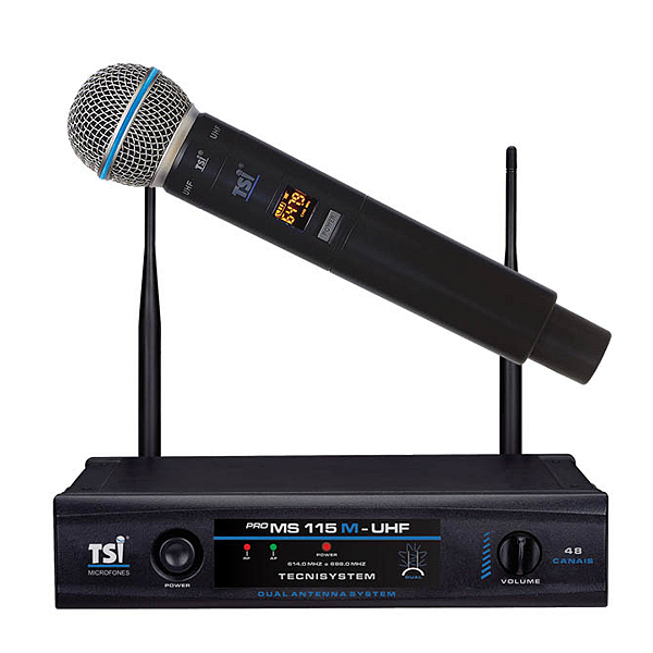 Sistema Sem Fio PRO MS115M-UHF com 48 Canais e Tecnologia Ghostless