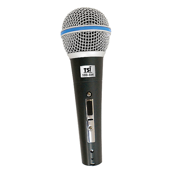 Microfone Dinâmico 58B-SW com Chave Liga/Desliga e Filtro Anti-Microfonia