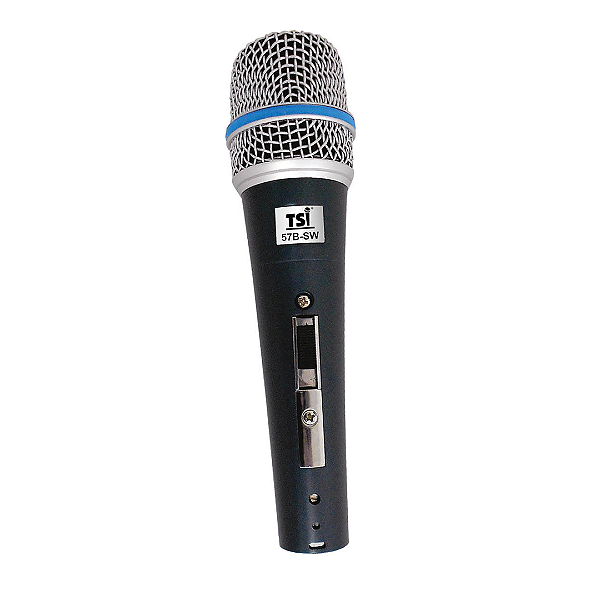 Microfone Dinâmico 57B-SW com Chave Liga/Desliga e Filtro Anti-Microfonia