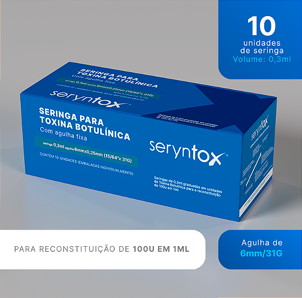 Seringa de 0,3ml para reconstituição de 100u em 1ml - Caixa de 10 unidades