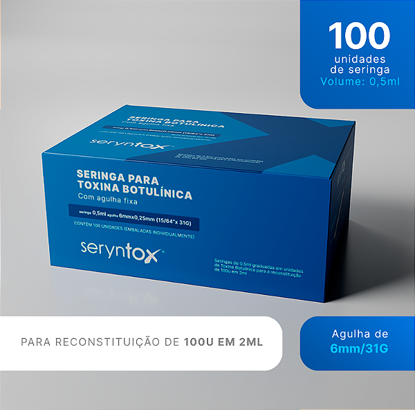 Seringa de 0,5mL para reconstituição de 100u em 2ml - caixa com 100 unidades