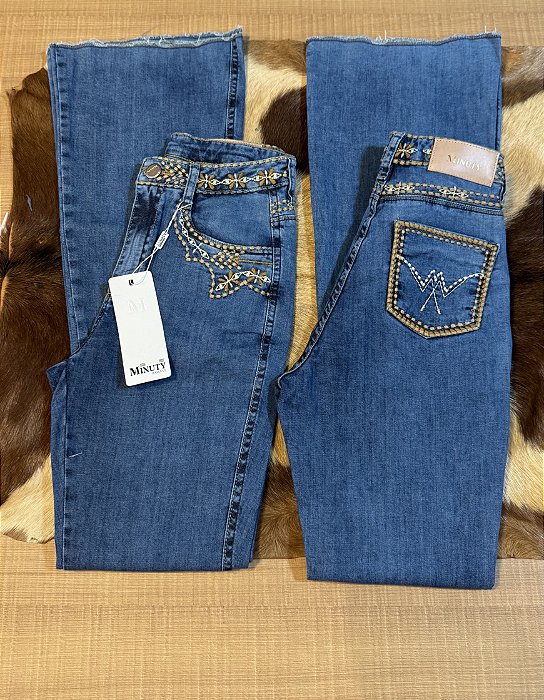 Calça Bordada Flare - Minuty