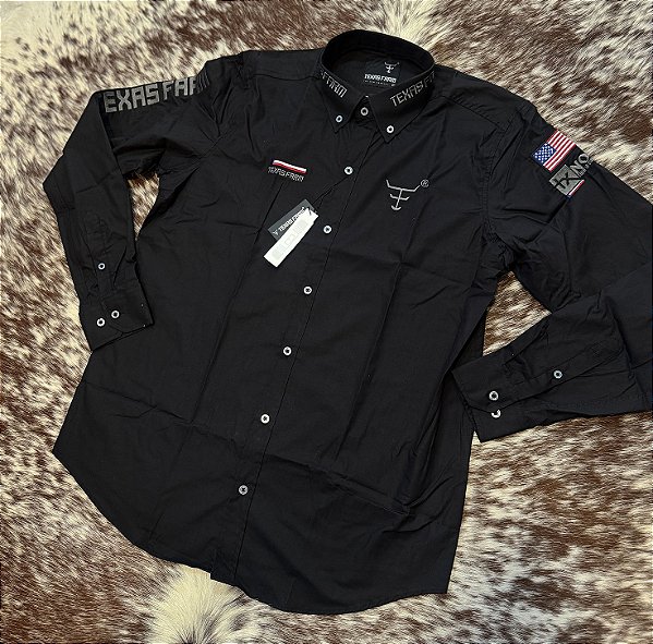 Camisa Competição Masculina Preta - Texas Farm