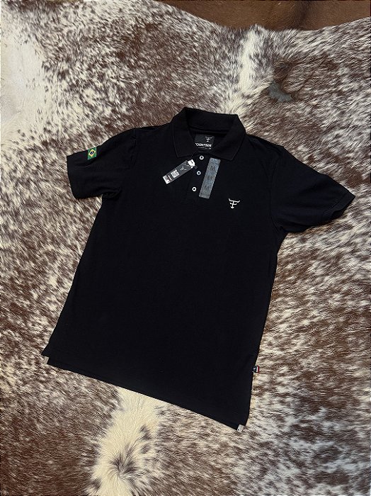 Polo Masculina Preta - Texas Farm -
