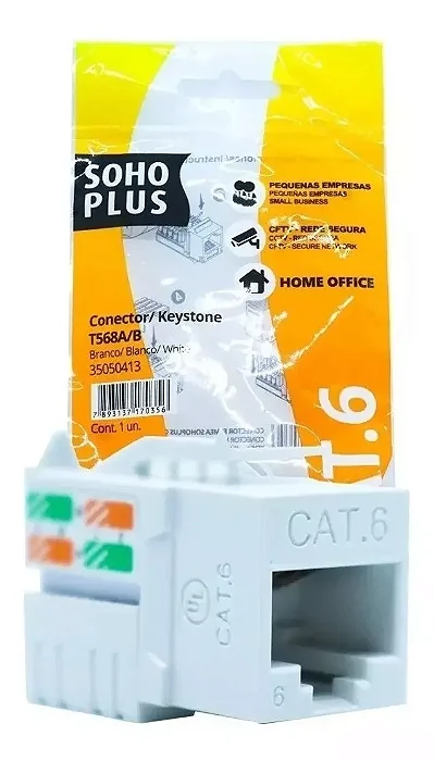 Conector Fêmea Rj45 Keystone Furukawa Sohoplus Cat6 Branco