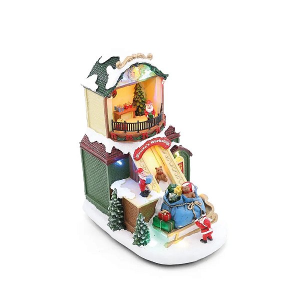 Cenário Musical Com Led Fábrica De Presentes Do Papai Noel